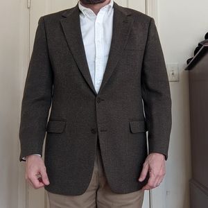 Brooks Brothers herringbone tweed blazer 42L men's - heather/brown
